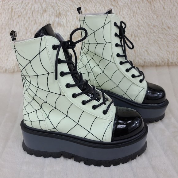 RESTOCKED! Demonia Glow In The Dark Ankle Boots 2" Platform - Picture 3 of 15